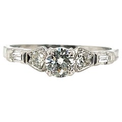 Art Deco Diamond Ring .62ct Transitional Cut H VS1 Original 1930s Antique Plat