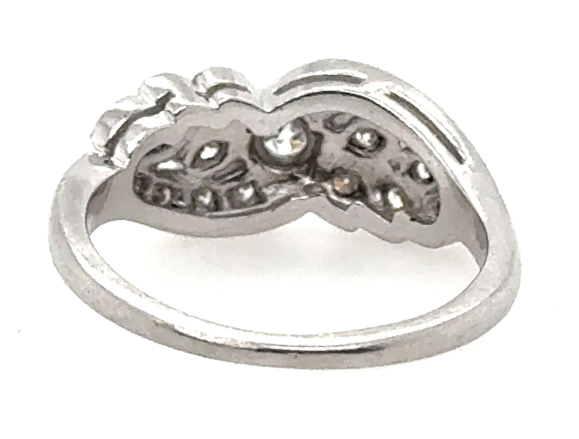 Women's Art Deco Diamond Ring .75ct OEC/Single Cuts Vine Motif Original 1930's Platinum For Sale