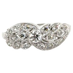 Vintage Art Deco Diamond Ring .75ct OEC/Single Cuts Vine Motif Original 1930's Platinum