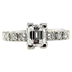 Antique Art Deco Diamond Ring .84 Carat GIA Emerald Cut F SI1 Platinum Original, 1920s