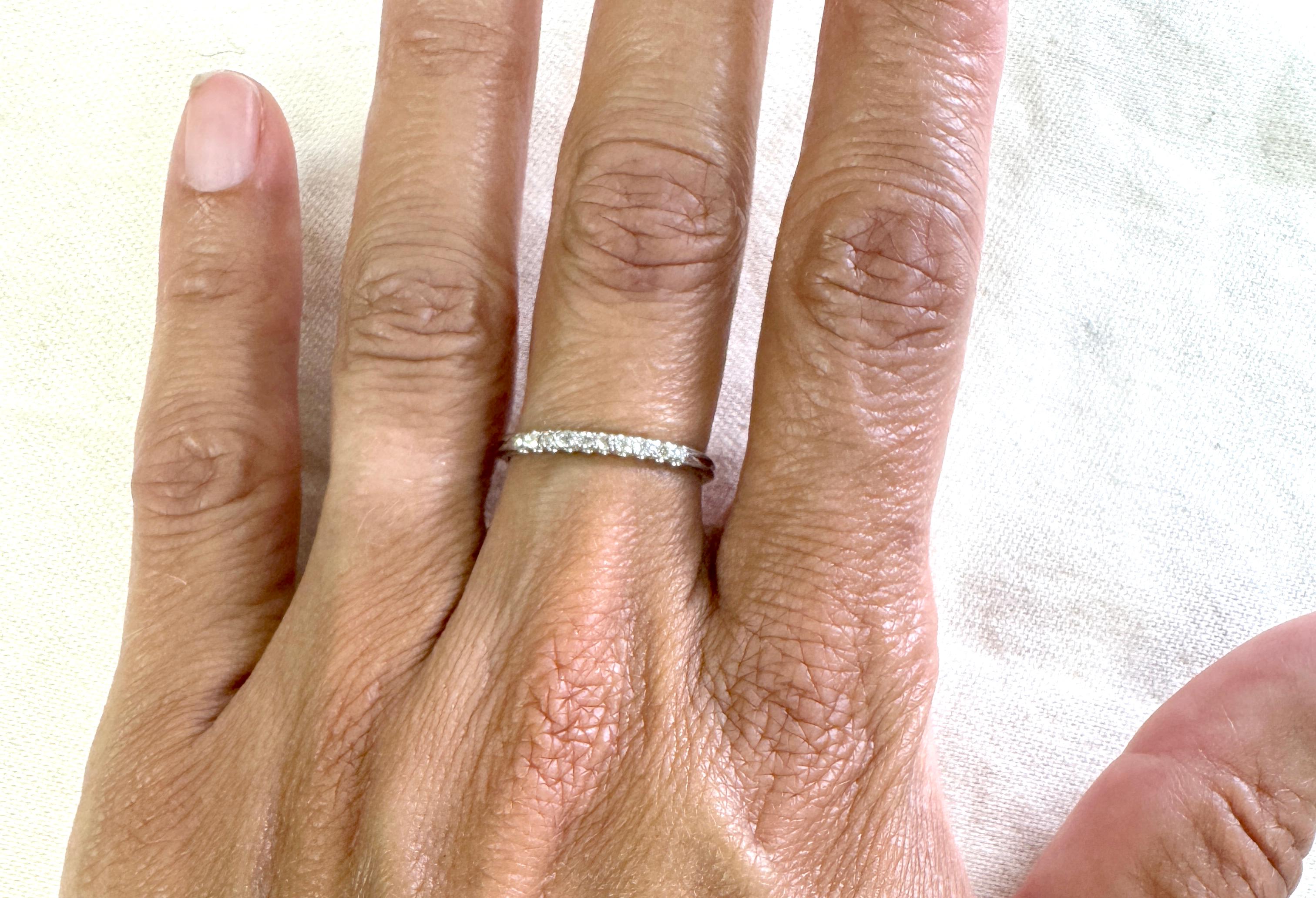 Art Decó Anillo de diamantes Aniversario Minado .20ct Platino Dinhofer Bros Años 30 en venta 1