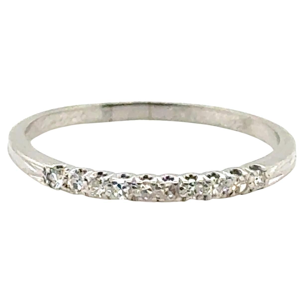 Art Decó Anillo de diamantes Aniversario Minado .20ct Platino Dinhofer Bros Años 30 en venta