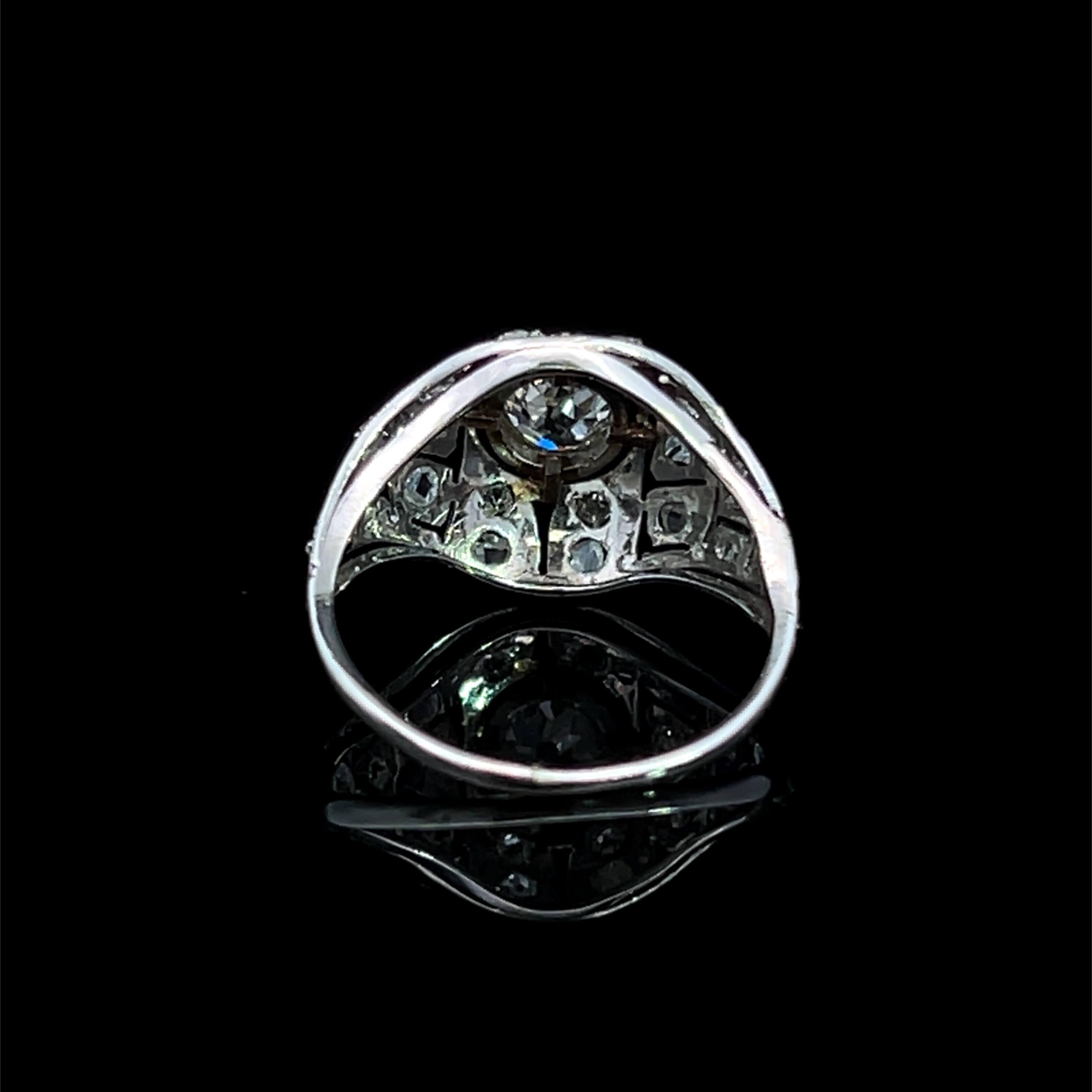 Women's or Men's Art Deco Diamond Ring Circa 1930s For Sale