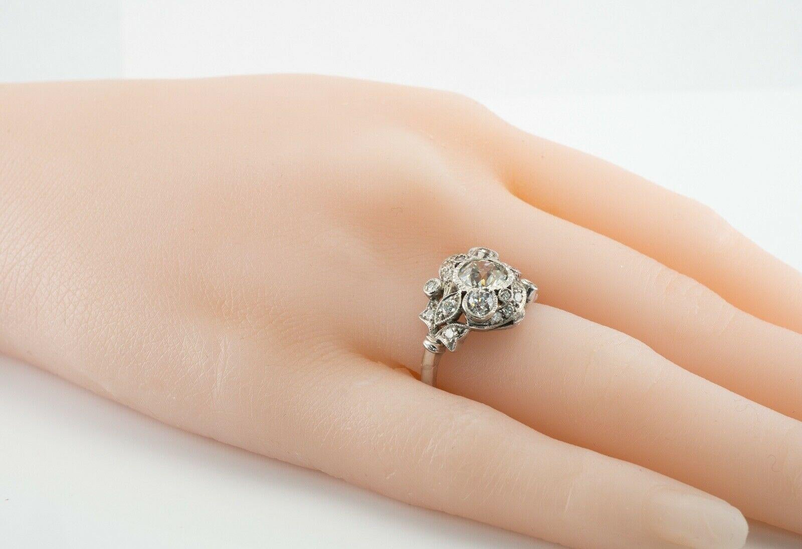 Art Deco Diamant-Ring Blume Vintage Platin 2,00 TDW Verlobungsring, Art déco im Angebot 8