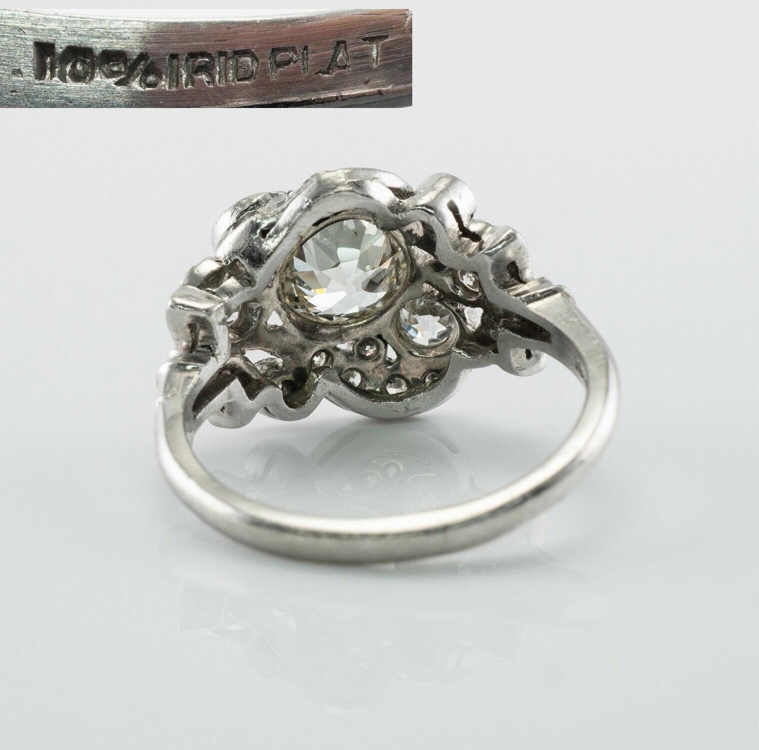 Art Deco Diamant-Ring Blume Vintage Platin 2,00 TDW Verlobungsring, Art déco im Angebot 3