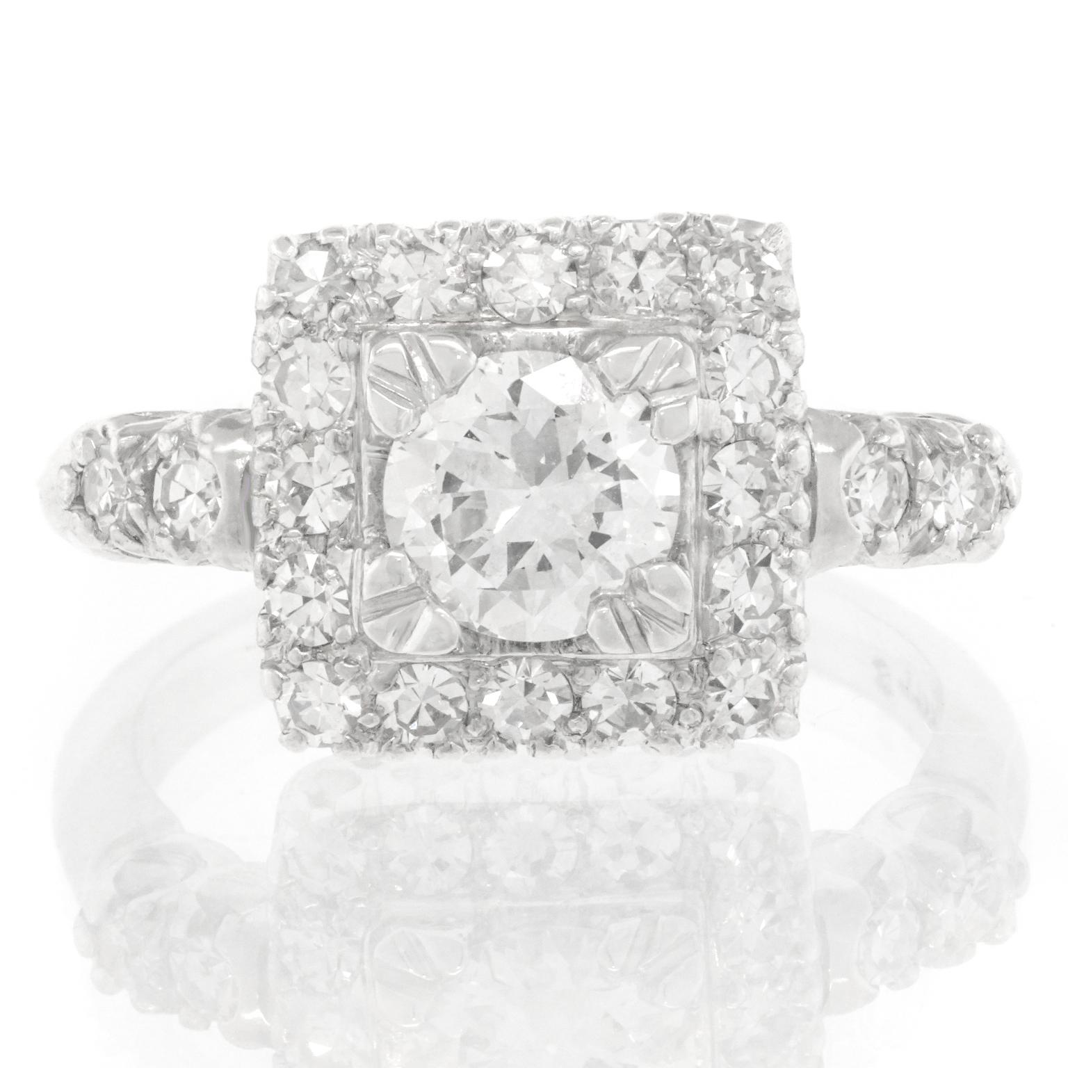 Round Cut Art Deco Diamond Ring For Sale