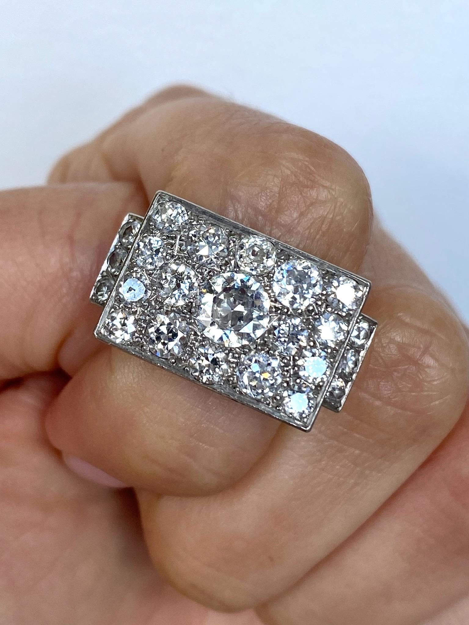Old European Cut Art Deco Diamond Ring For Sale