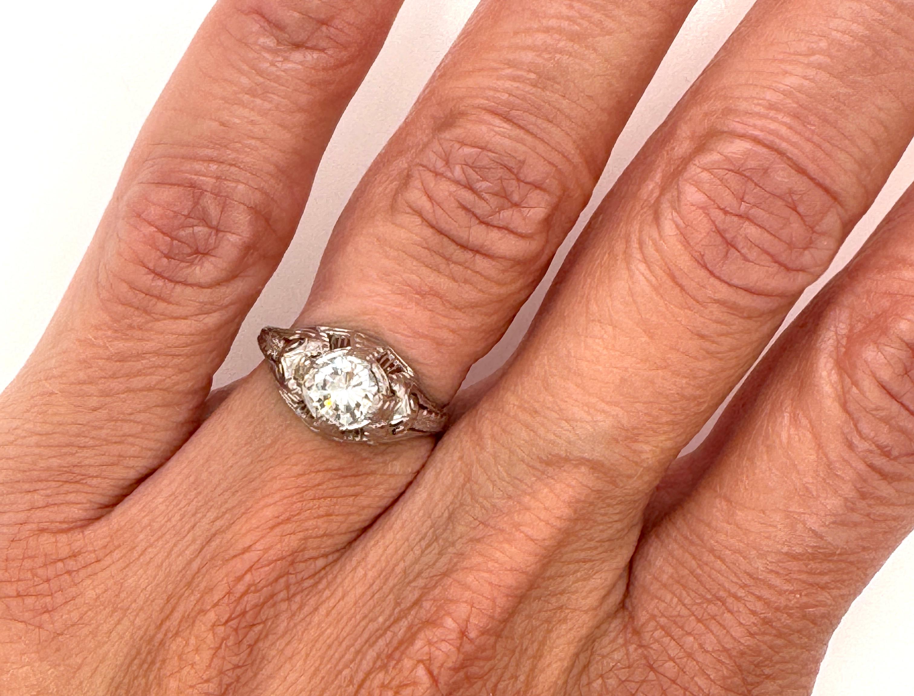 Art Deco Diamond Ring GIA Certified .58ct Platinum Antique Original 1930s For Sale 1
