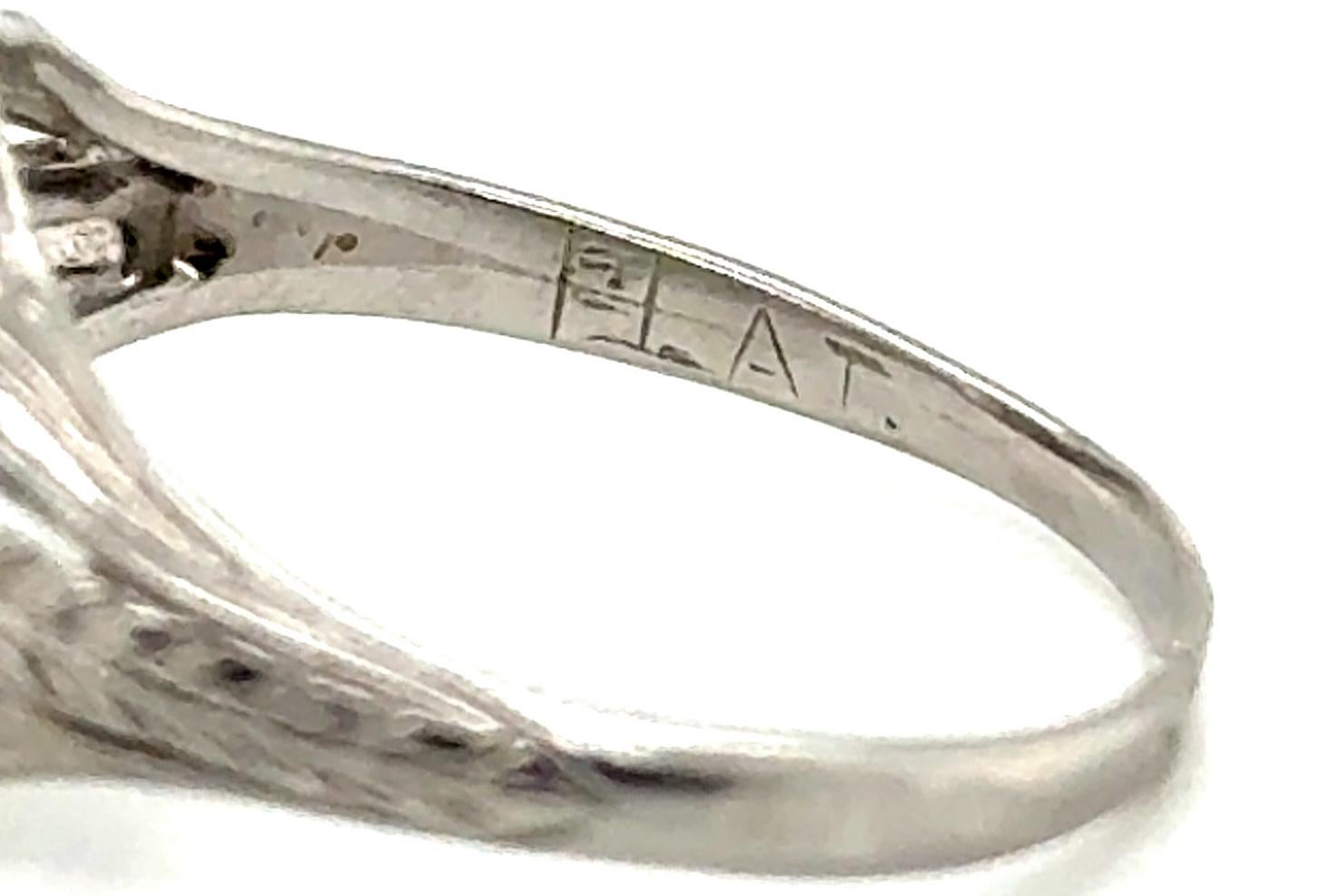 Art Deco Diamond Ring GIA Certified .58ct Platinum Antique Original 1930s In Excellent Condition For Sale In Dearborn, MI