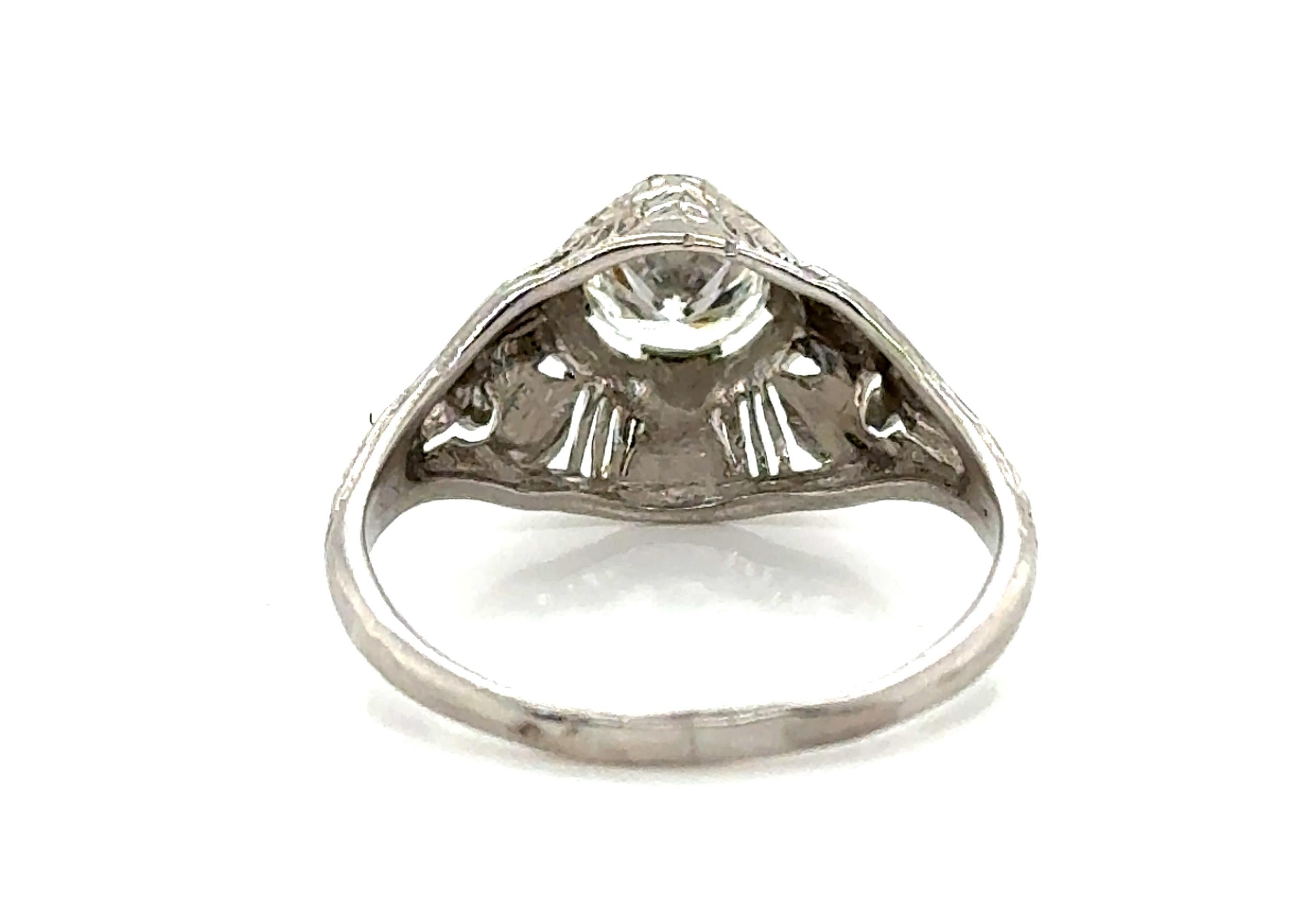 Women's Art Deco Diamond Ring GIA Certified .58ct Platinum Antique Original 1930s For Sale