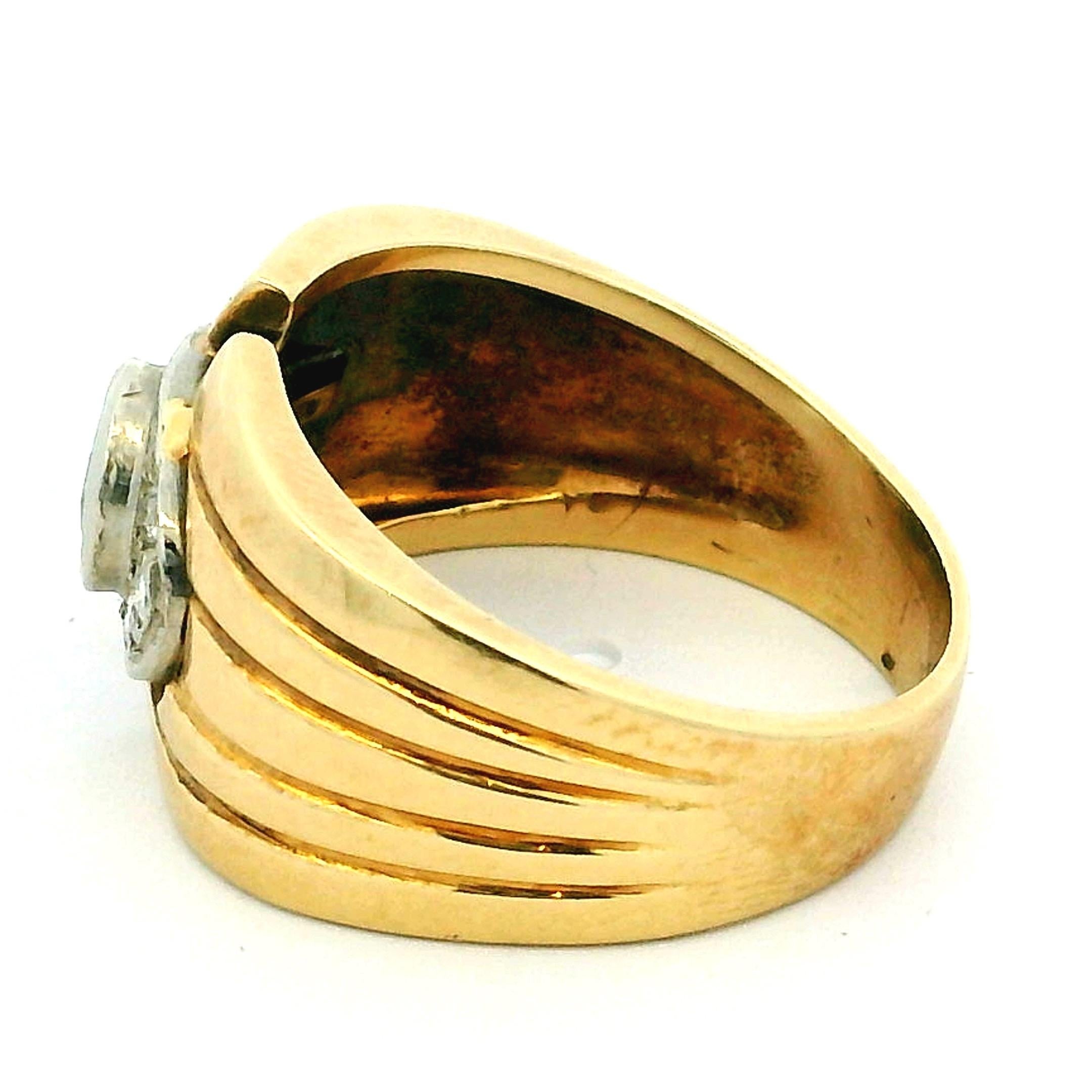 Anillo de diamantes Art Decó en oro de 14 quilates, centro de 0,50 ct, circa años 30 en venta 2