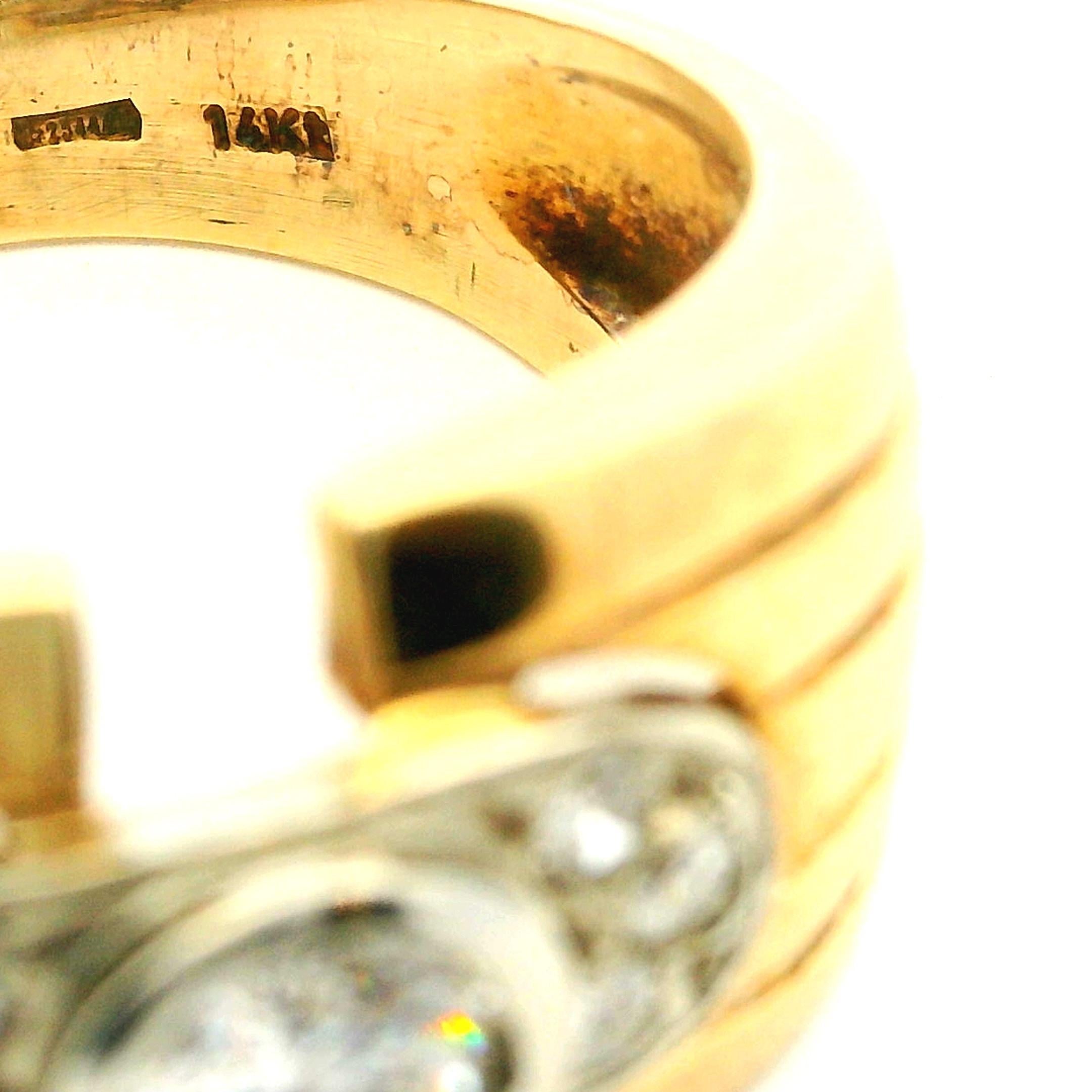 Anillo de diamantes Art Decó en oro de 14 quilates, centro de 0,50 ct, circa años 30 en venta 5