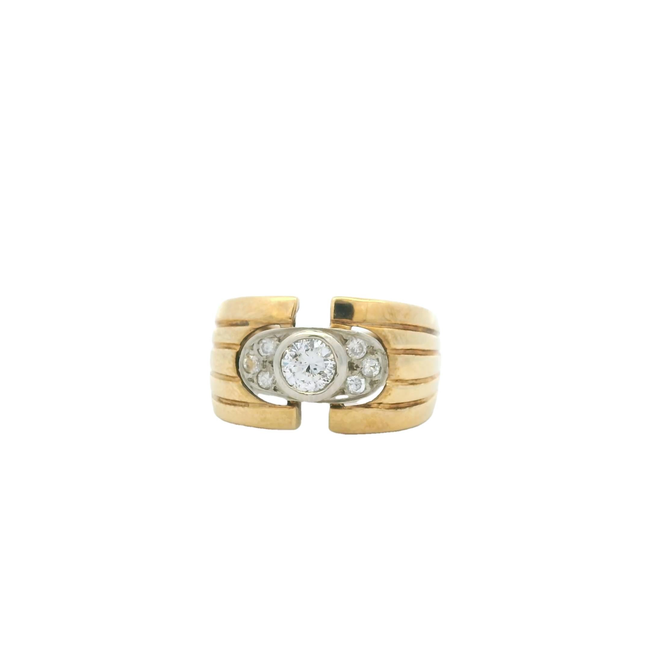 Bague Art Déco en or 14K, diamant au centre de 0,50ct, Circa 1930s en vente 1