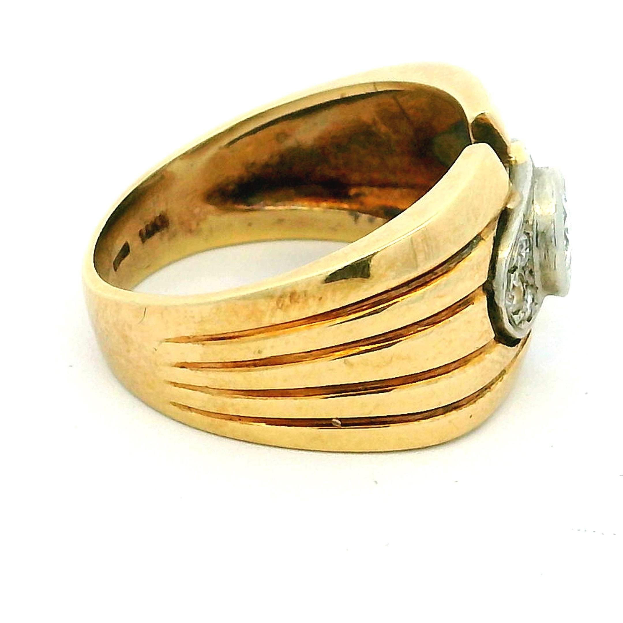 Femenino o masculino Anillo de diamantes Art Decó en oro de 14 quilates, centro de 0,50 ct, circa años 30 en venta