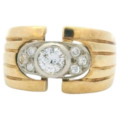 Bague Art Déco en or 14K, diamant au centre de 0,50ct, Circa 1930s