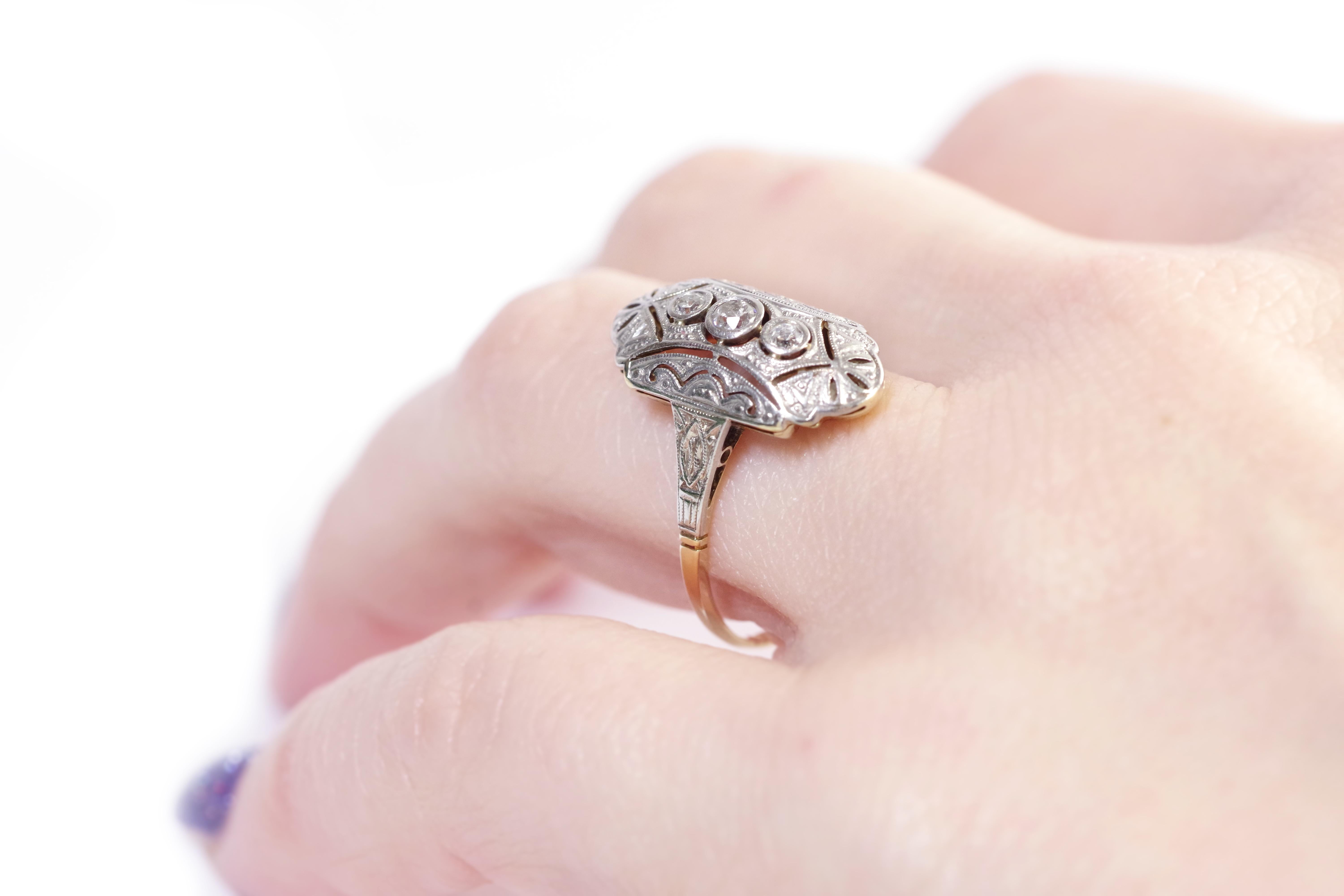 Art Deco diamond ring in 14k gold For Sale 6