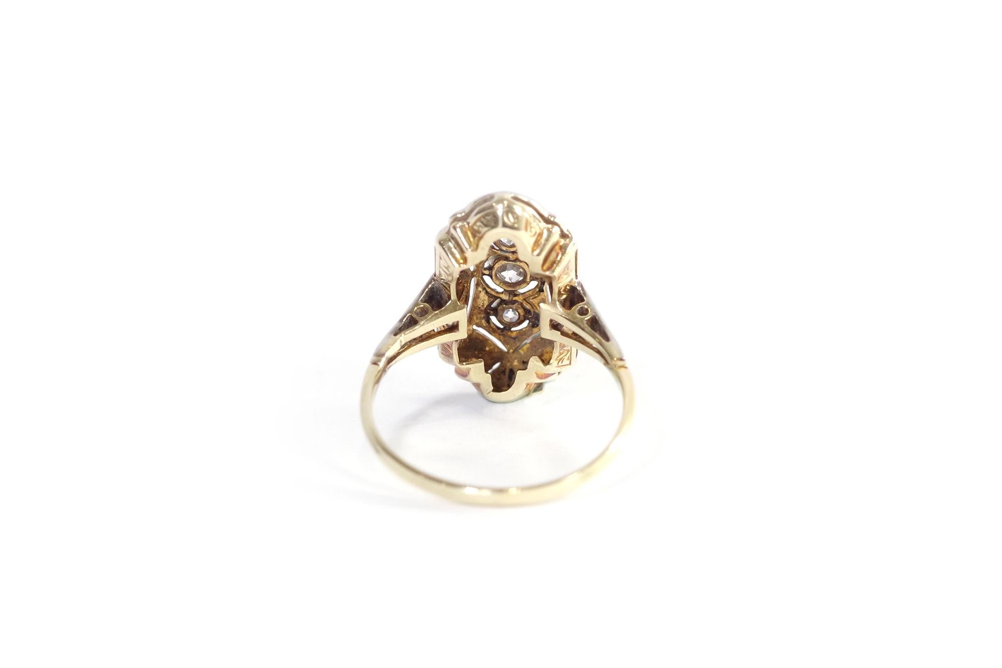 Rose Cut Art Deco diamond ring in 14k gold For Sale