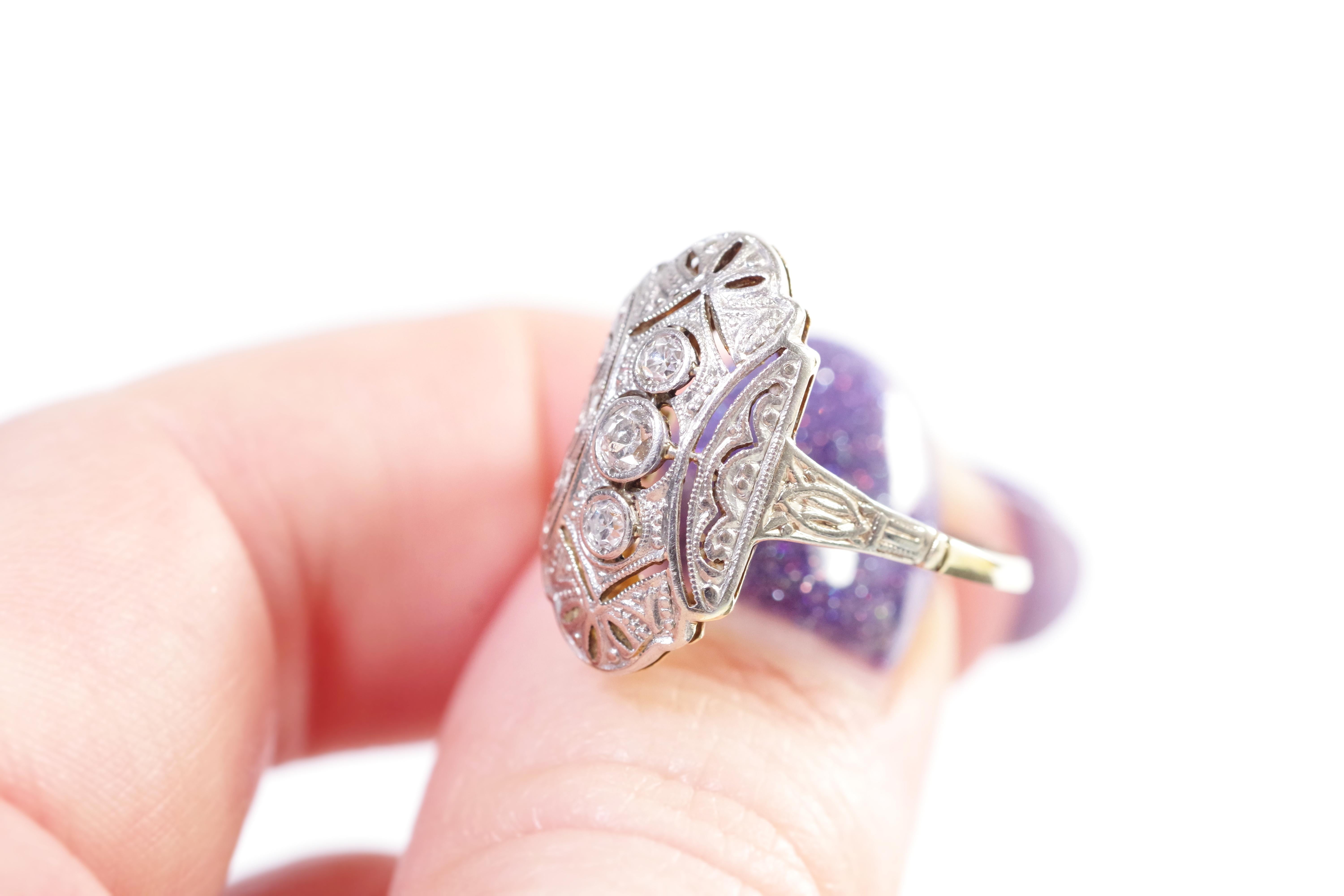 Art Deco diamond ring in 14k gold For Sale 2