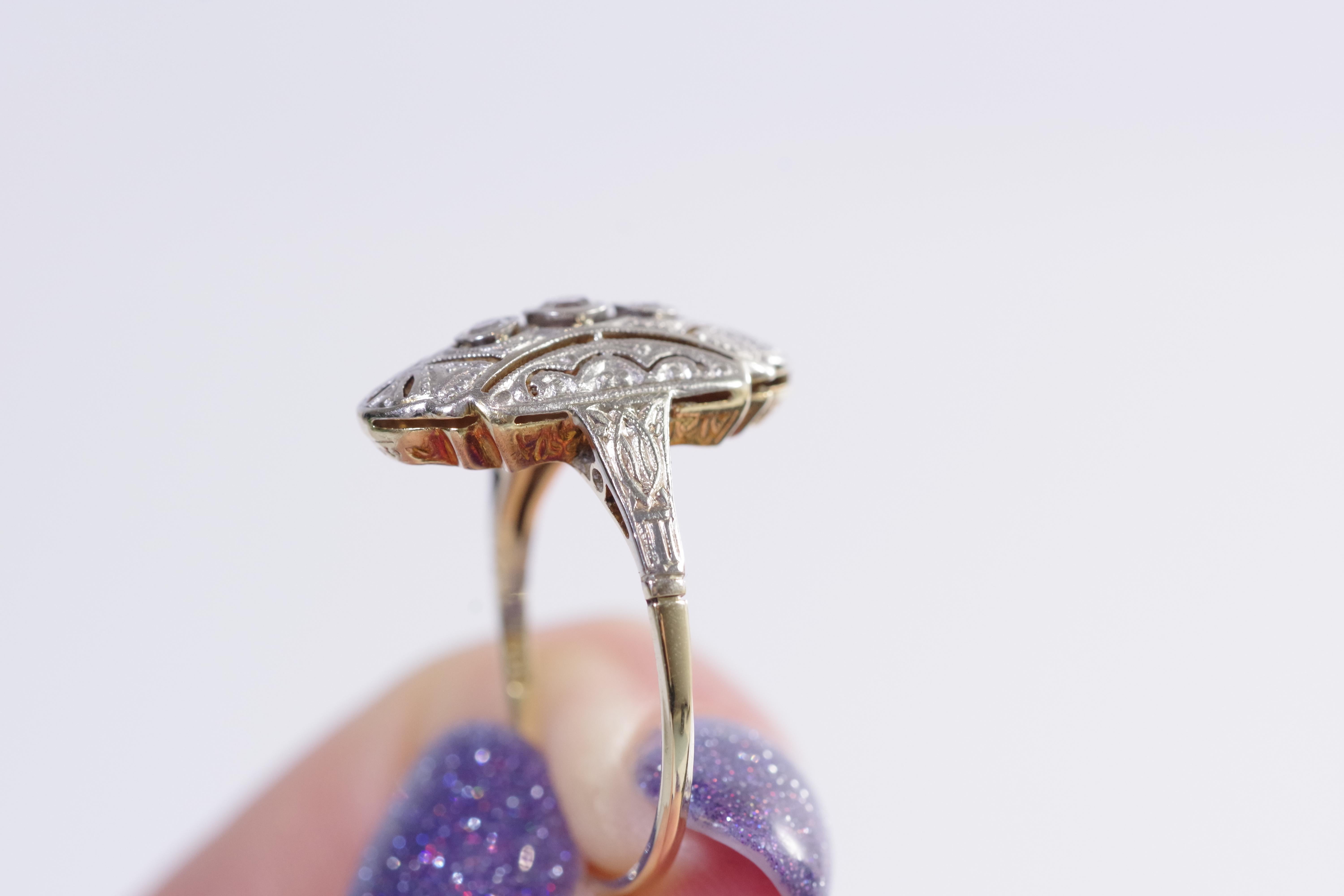 Art Deco diamond ring in 14k gold For Sale 3
