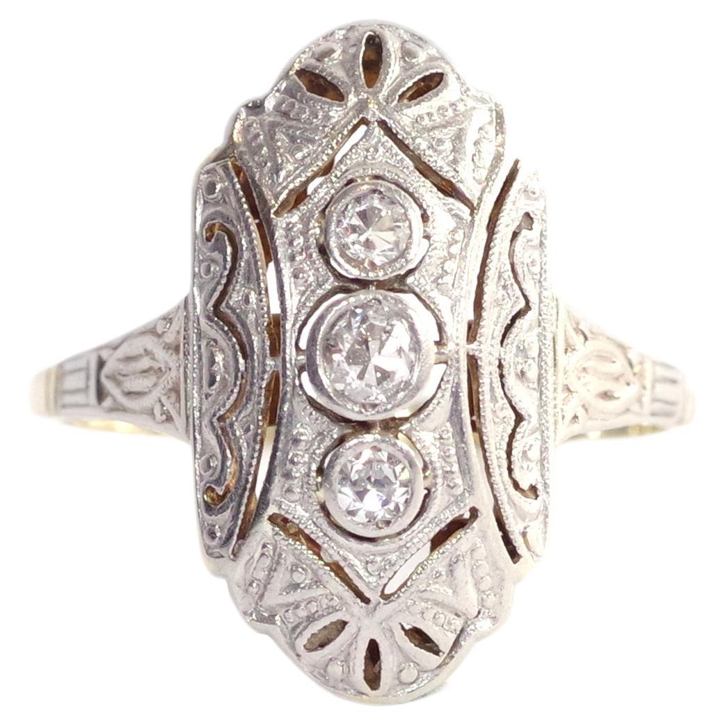 Art Deco diamond ring in 14k gold For Sale