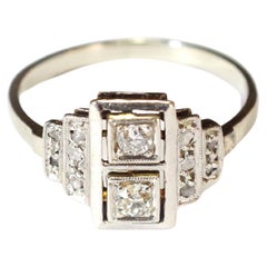 Art Deco Diamond Ring in Platinum and Gold, Wedding Ring