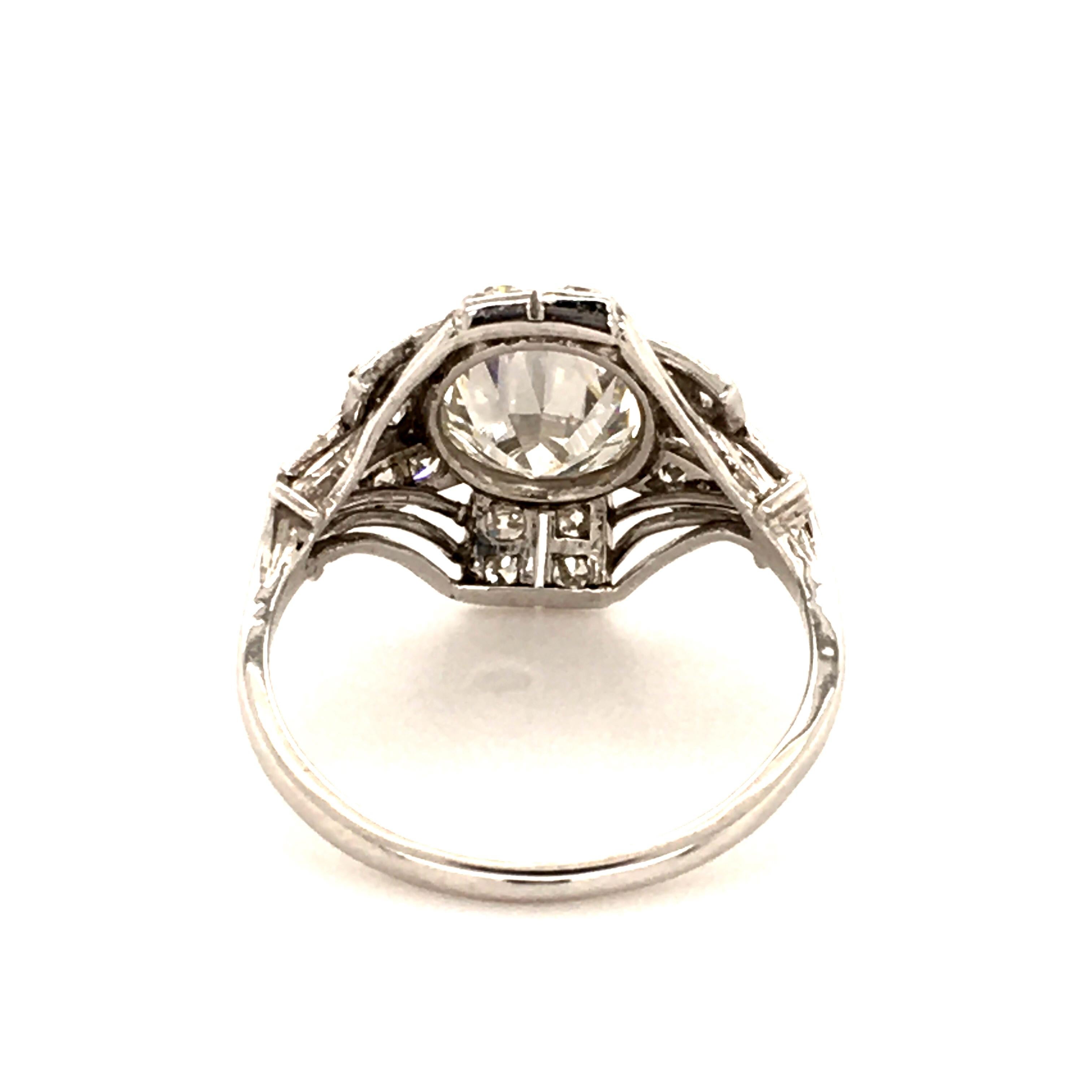 Women's or Men's Art Deco Diamond Ring in Platinum