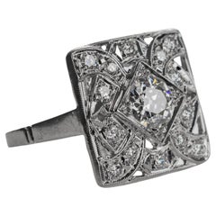 Art Deco Diamond Ring in Platinum Unisex