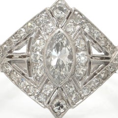 Art Deco Diamond Ring, Marquise Diamond Plaque