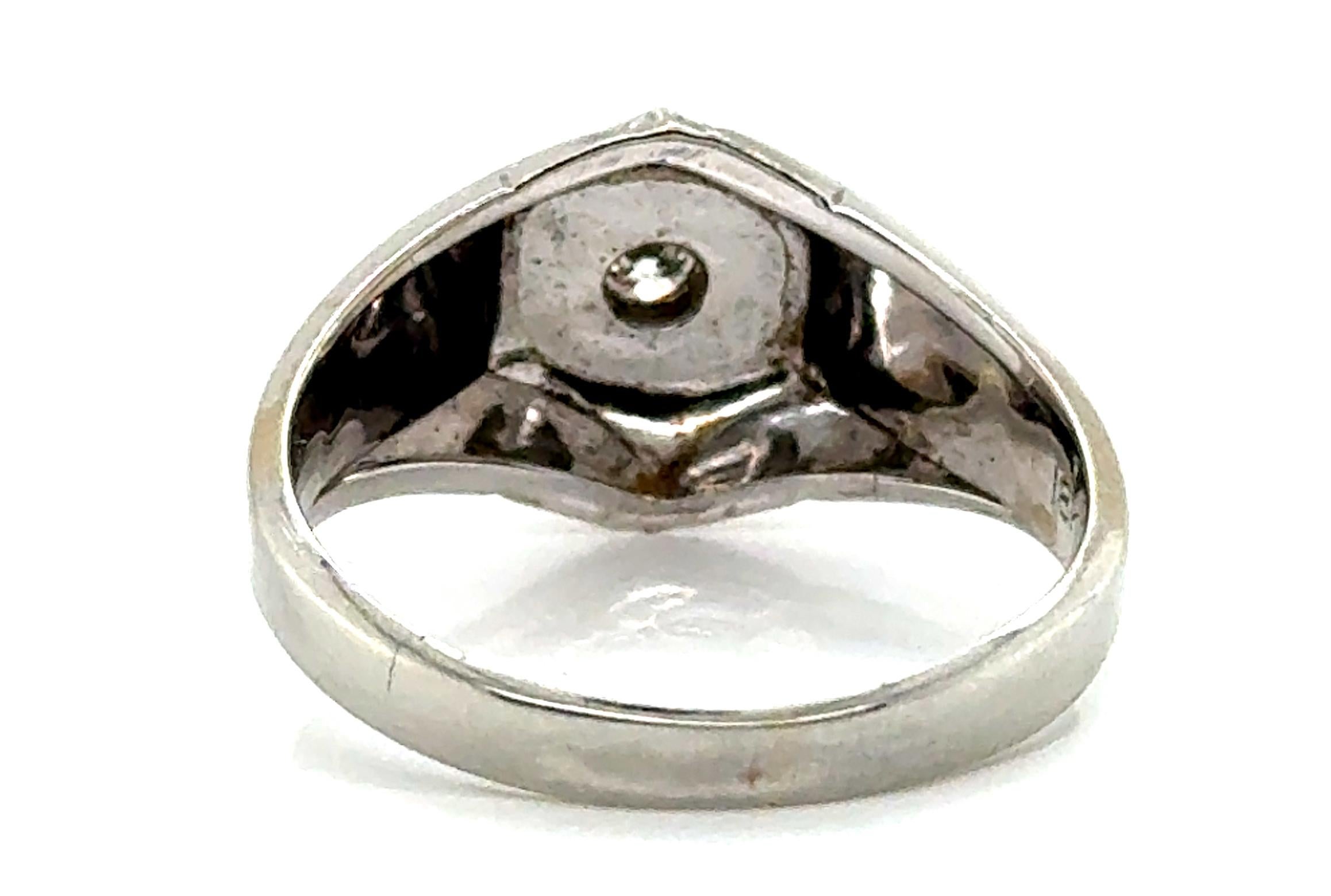 Women's or Men's Art Deco Diamond Ring Mined .15ct Mens 18K White Gold Original 1920's