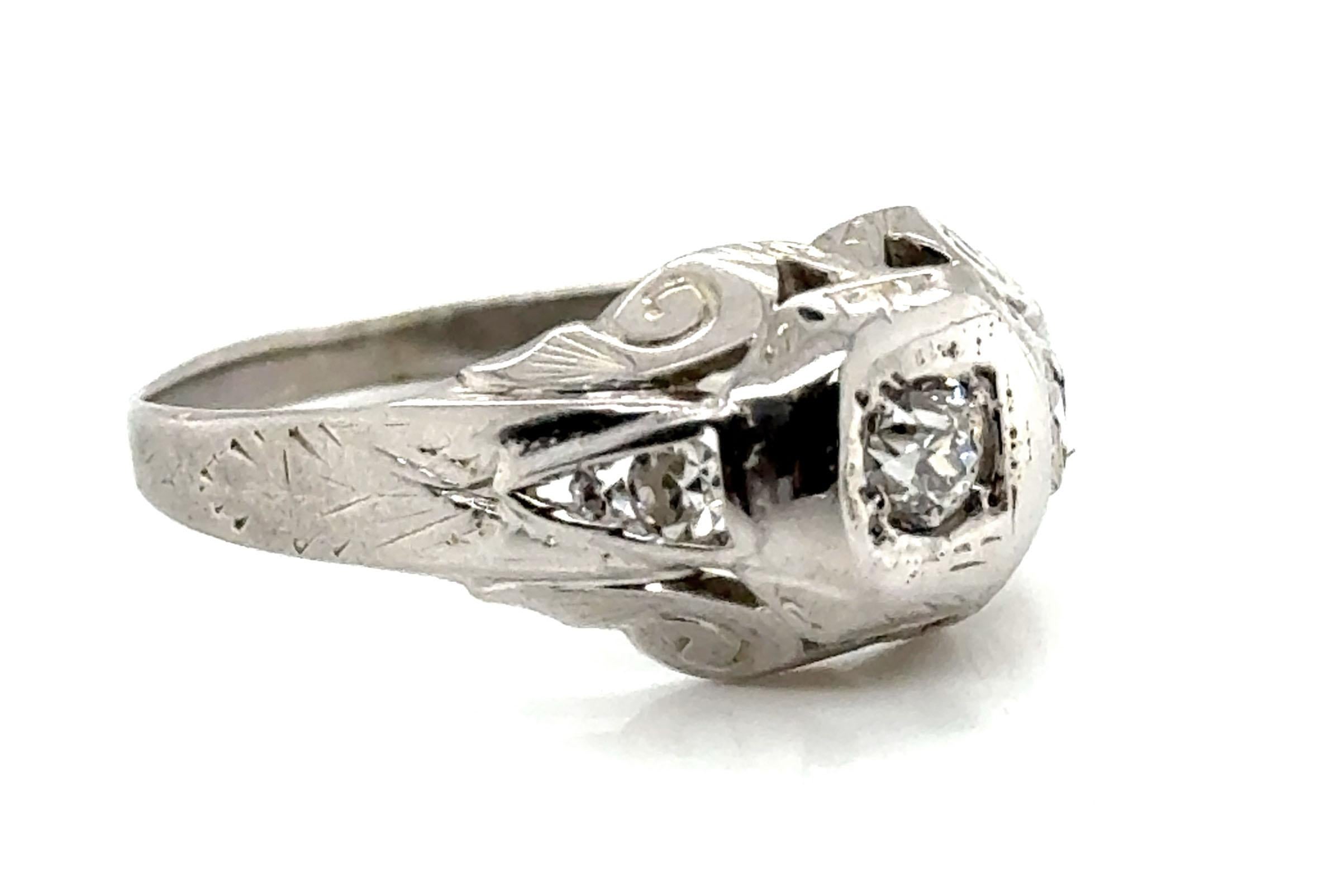 Art Deco Diamantring Mined .36ct Alteuropäischer Herren Belais Brothers 1920er Jahre (Art déco)