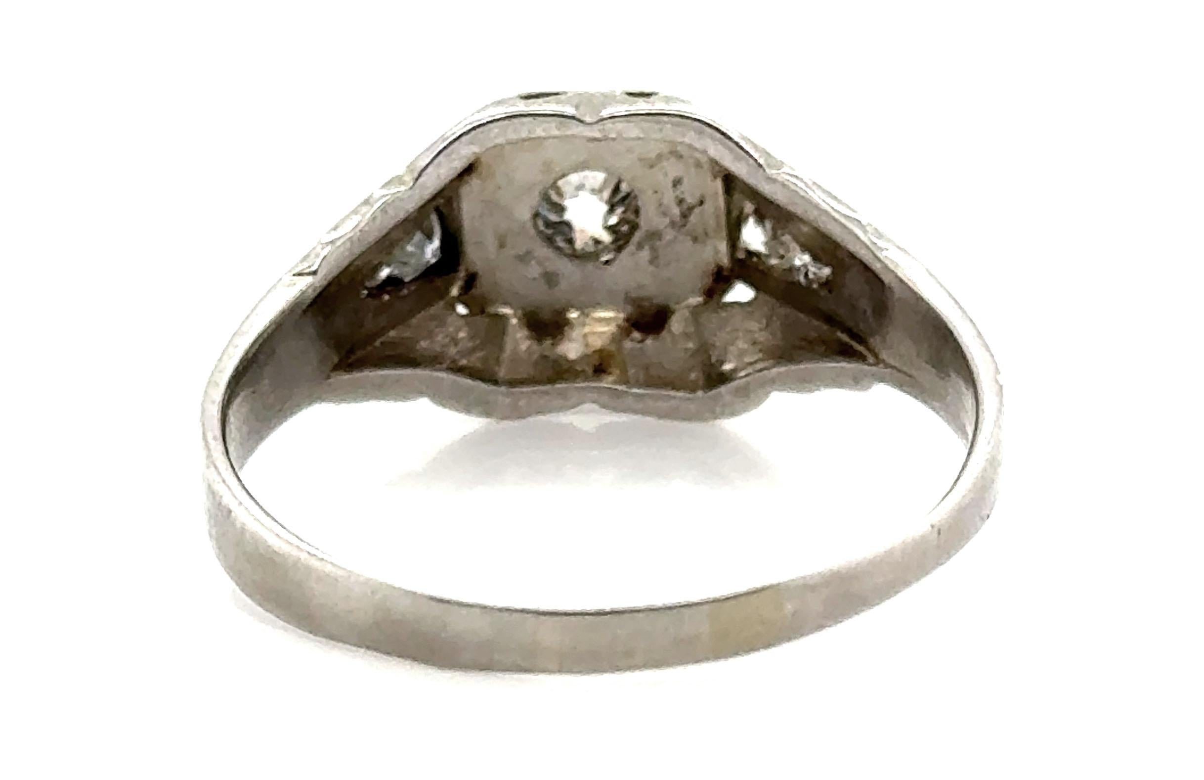 Art Deco Diamantring Mined .36ct Alteuropäischer Herren Belais Brothers 1920er Jahre (Alteuropäischer Schliff)