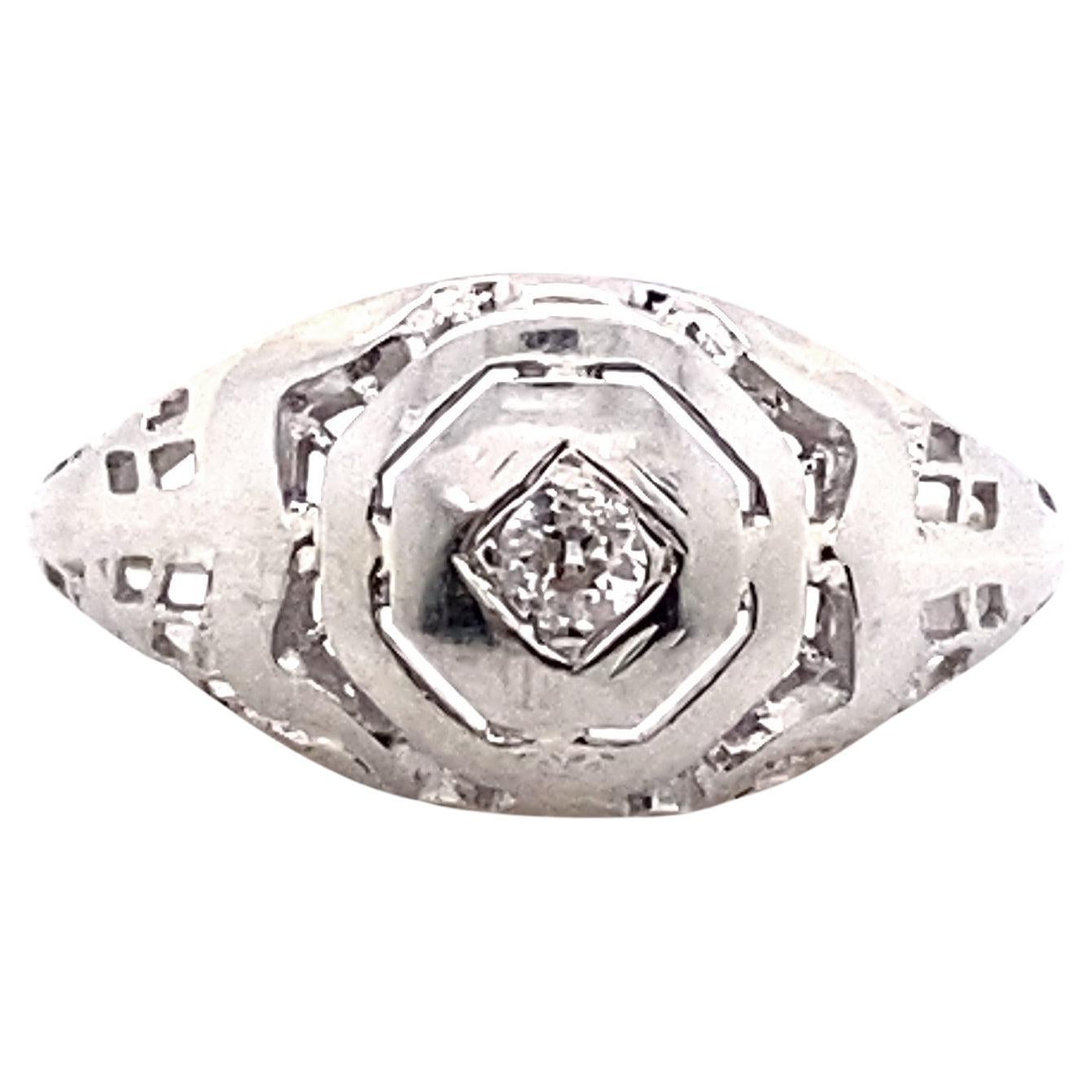 Art Deco Diamond Ring Old European Cut Original 1920's -1930's Antique 18K For Sale