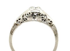 Art Deco Diamond Ring Old Mine Cut Vintage 18k Antique Filigree Original 1920s