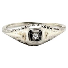 Art Deco Diamond Ring Old Mine Cut Antique 18k Antique Filigree Original 1920s