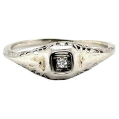 Anello di diamanti Art Deco Old Mine Cut Vintage 18k Antique Filigree Originale 1920s