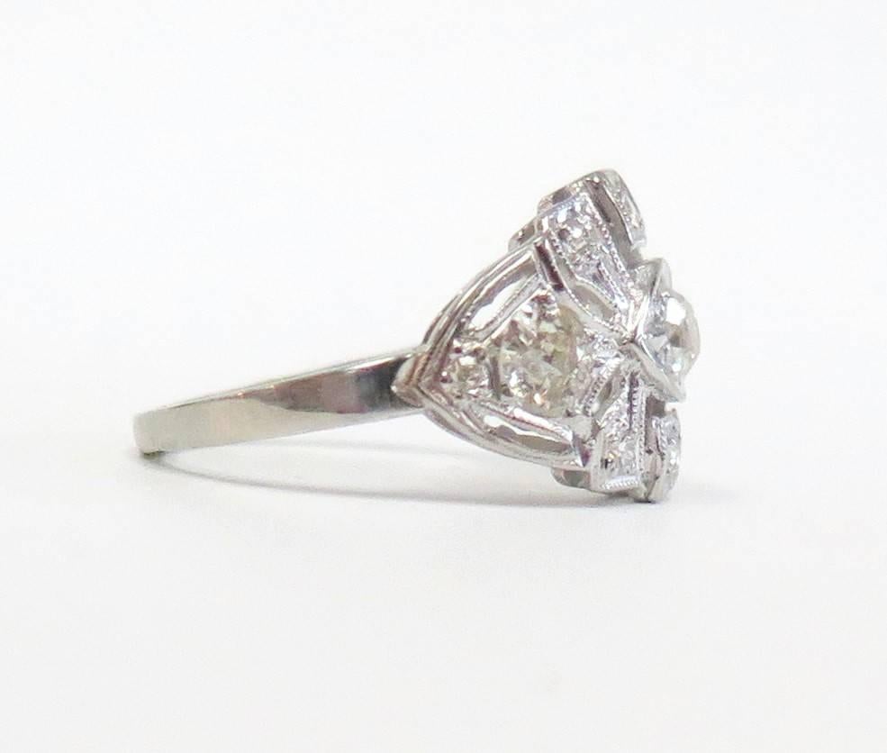 Women's Art Deco Diamond Ring or Platinum