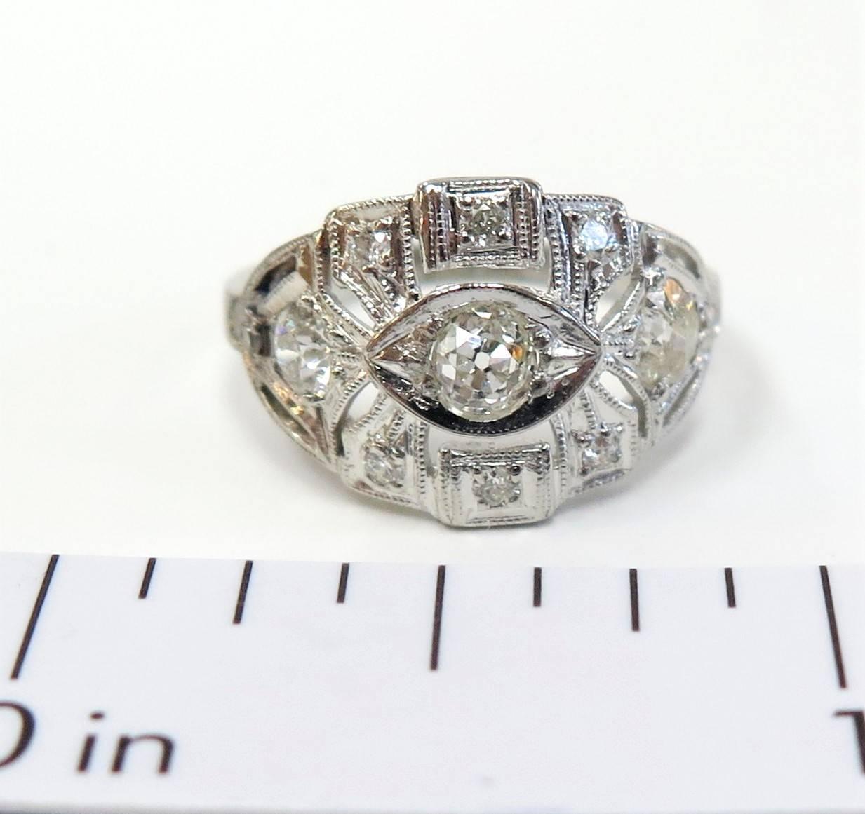 Art Deco Diamond Ring or Platinum 1