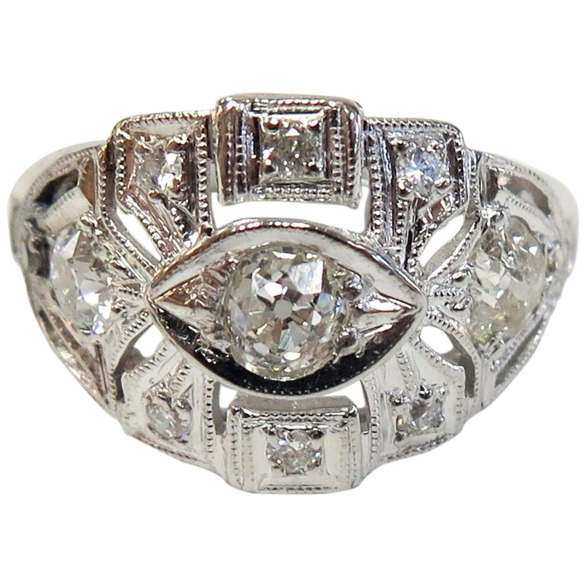 Art Deco Diamond Ring or Platinum