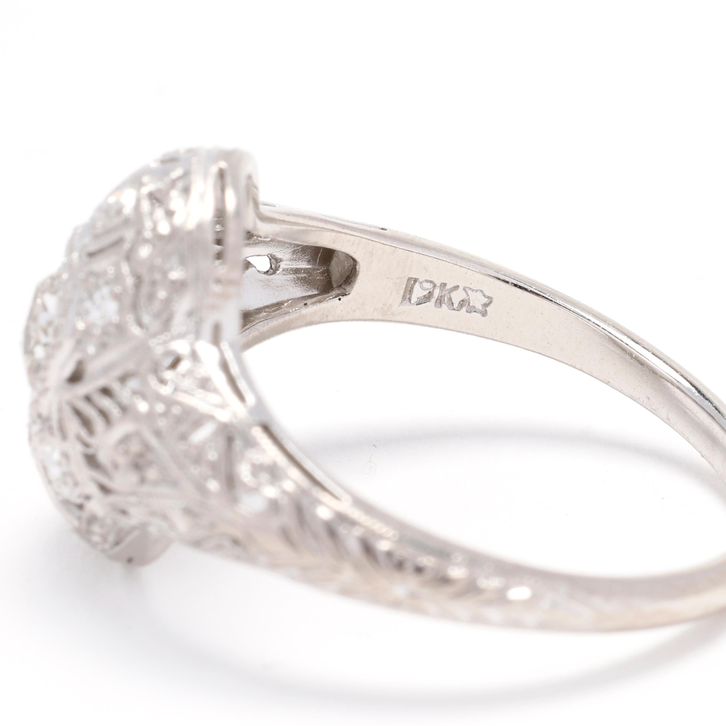 Bague Art déco en platine et or blanc 18 carats, taille 6 Unisexe en vente