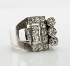 Art Deco Diamond Ring Platinum Vintage Geometric 2.50 TDW