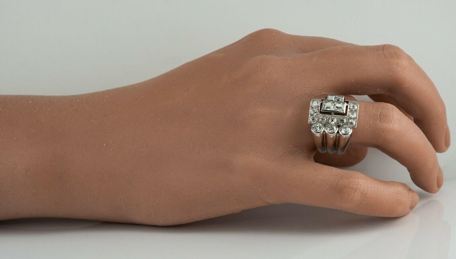 Art Deco Diamant-Ring Platin Vintage Geometrischer 2,50 TDW im Angebot 2
