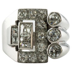 Art Deco Diamond Ring Platinum Vintage Geometric 2.50 TDW