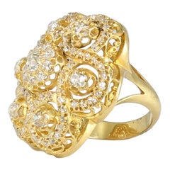 Art Deco Diamond Ring set in 18 Karat Yellow Gold