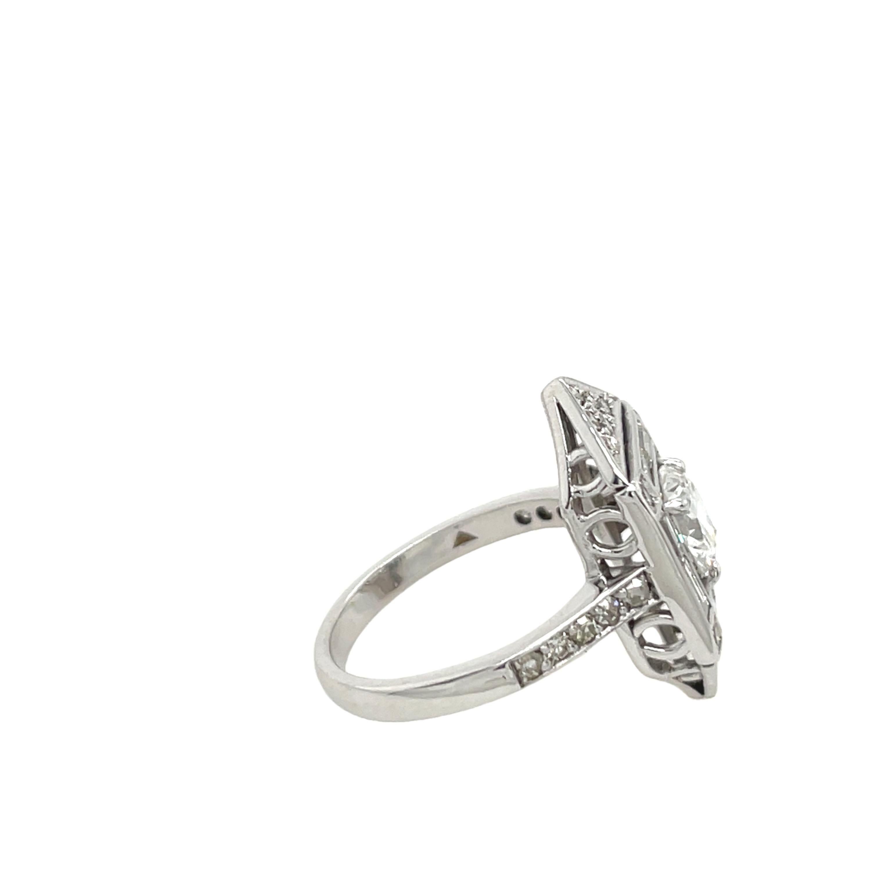 Art Deco Diamond Ring Set In 18ct White Gold With 1.79ct Natural Diamonds 2
