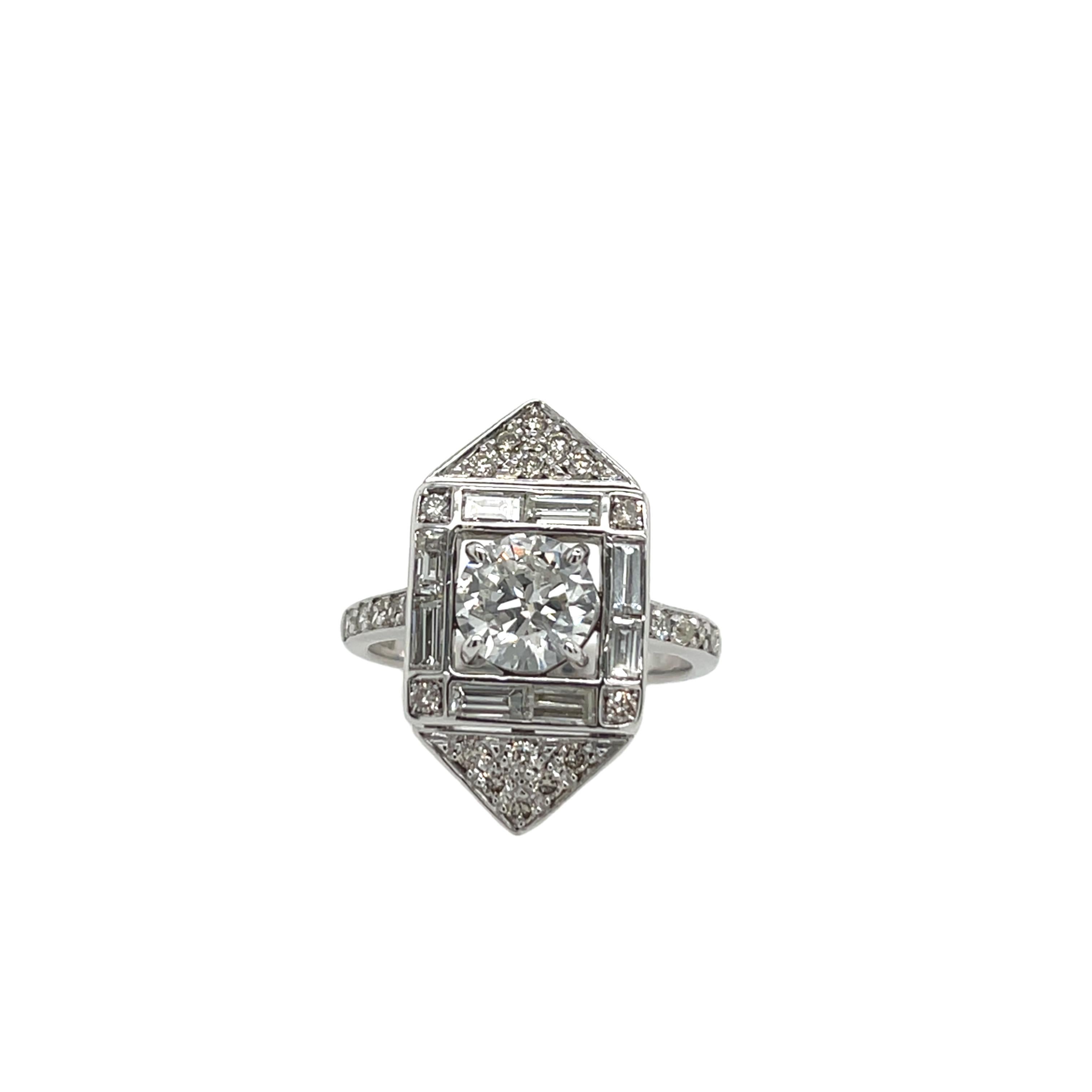 Art Deco Diamond Ring Set In 18ct White Gold With 1.79ct Natural Diamonds 3