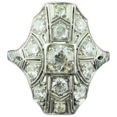 Art Deco Diamond Ring Set in Platinum, circa 1920