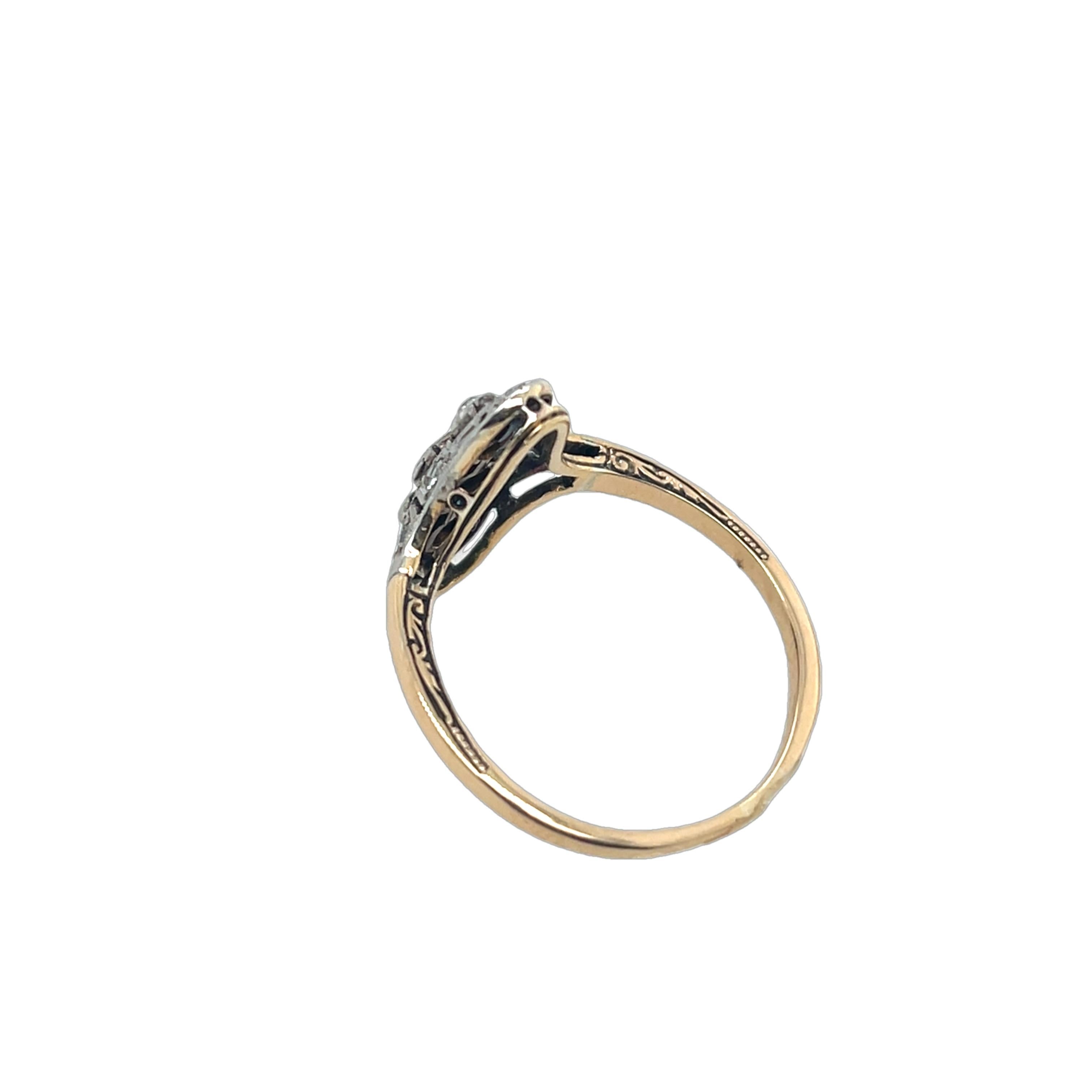 da uomo o donna Anello con diamanti Art Deco, con diamanti rotondi taglio antico da 0,38 ct. in vendita