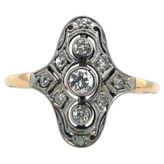 Anillo de diamantes Art Decó, engastado con diamantes redondos talla antigua de 0,38 ct