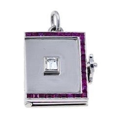 Art Deco Diamant Rubin Buch Medaillon Charme