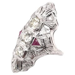 Art Deco Diamond & Ruby Cocktail Ring